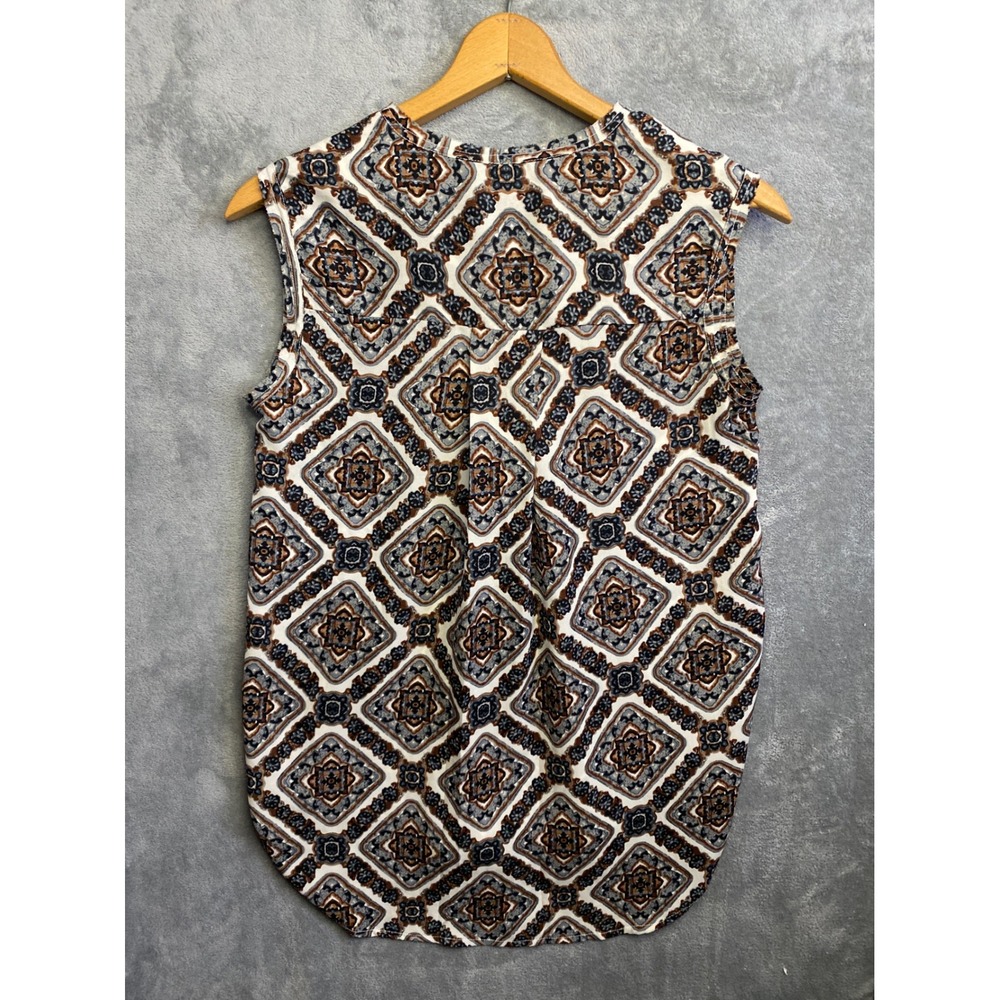 Allison Joy Sleeveless V Neck Geometric Print Blouse Top‎ Women's Size L - Picture 5 of 7
